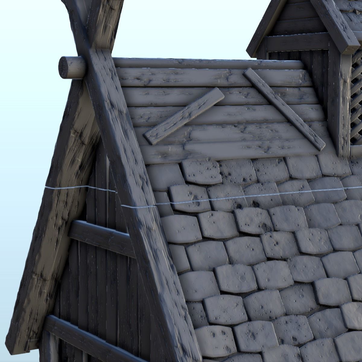 Large Viking building with floor and large door 3 3D print model_2