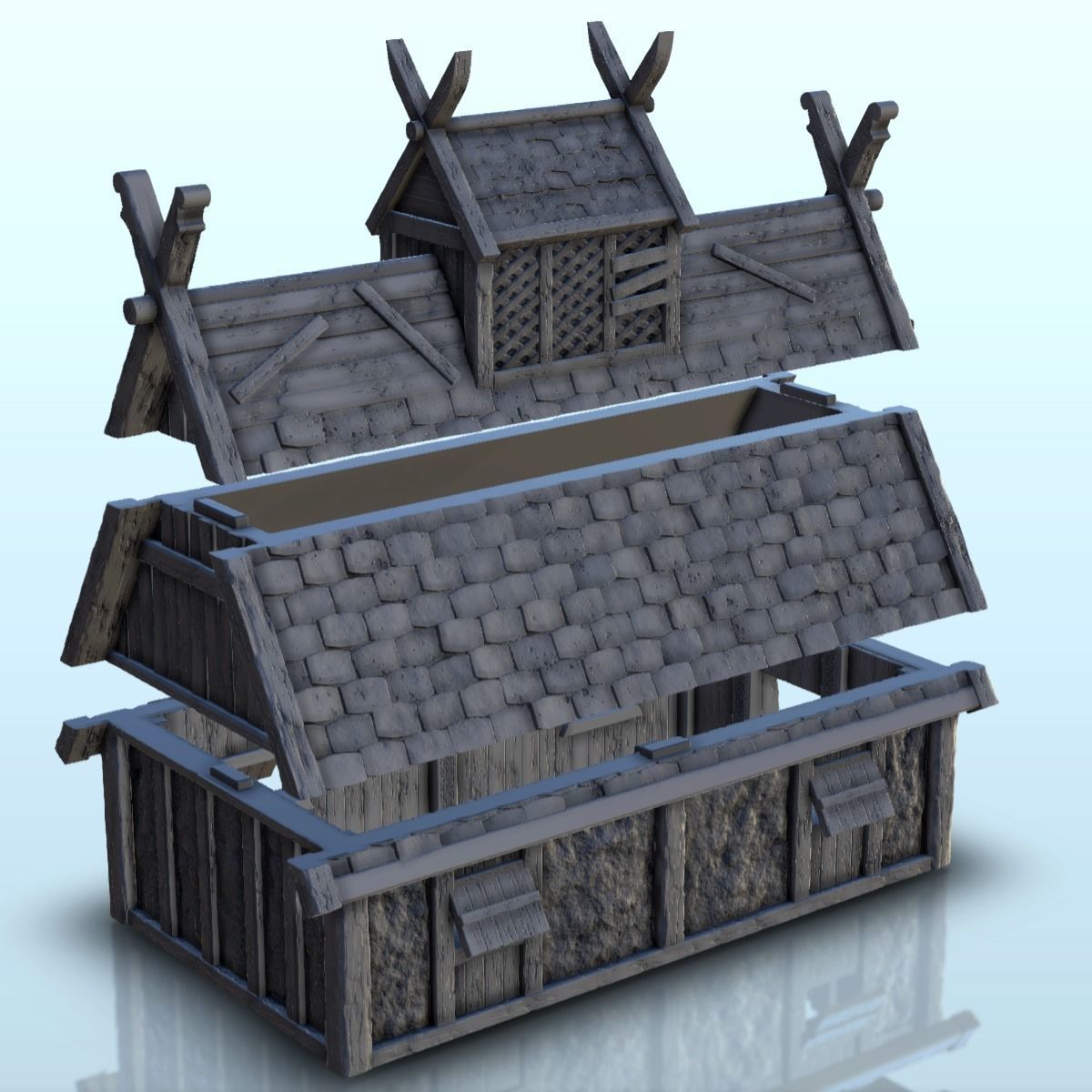 Large Viking building with floor and large door 3 3D print model_14