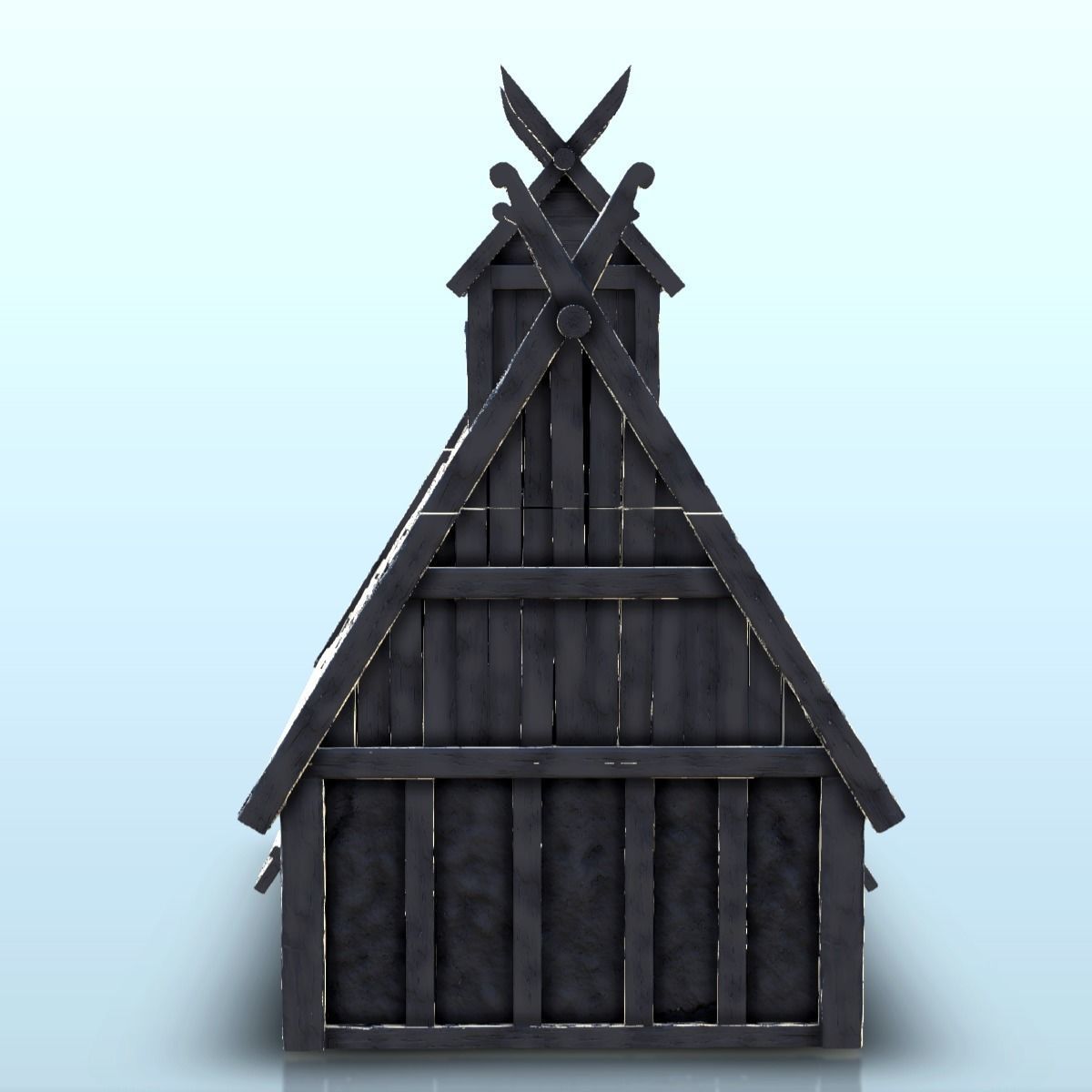 Large Viking building with floor and large door 3 3D print model_23