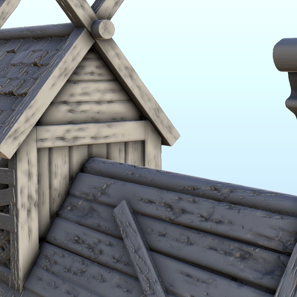 Large Viking building with floor and large door 3 3D print model_4