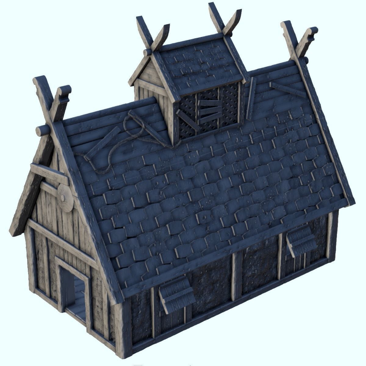 Large Viking building with floor and large door 3 3D print model_17