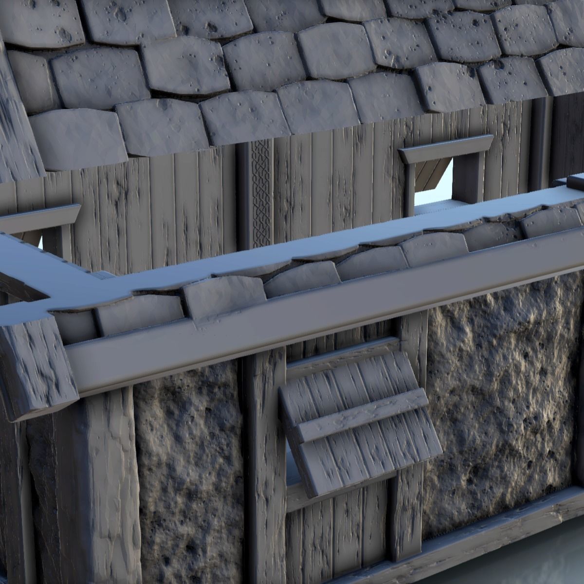 Large Viking building with floor and large door 3 3D print model_15