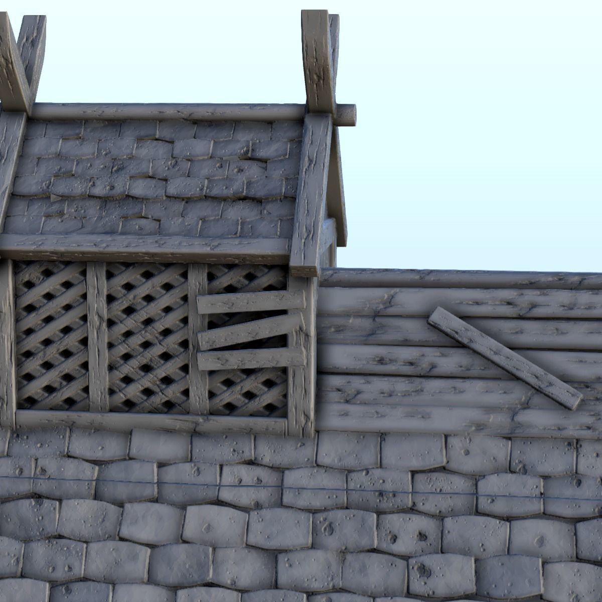 Large Viking building with floor and large door 3 3D print model_3