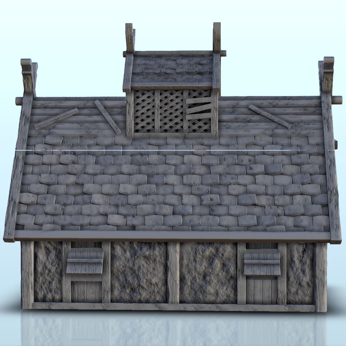 Large Viking building with floor and large door 3 3D print model_22