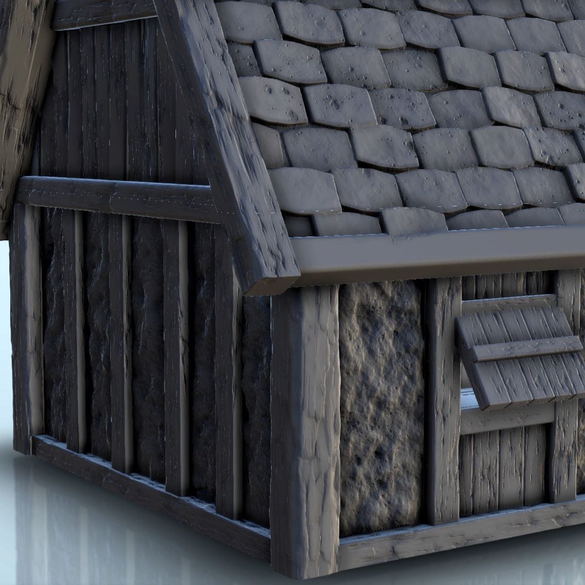 Large Viking building with floor and large door 3 3D print model_26