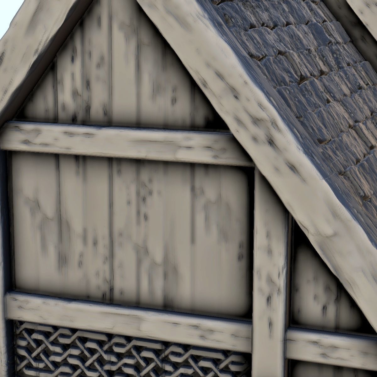 Large Viking building with double entrance and railings 5 3D print model_16