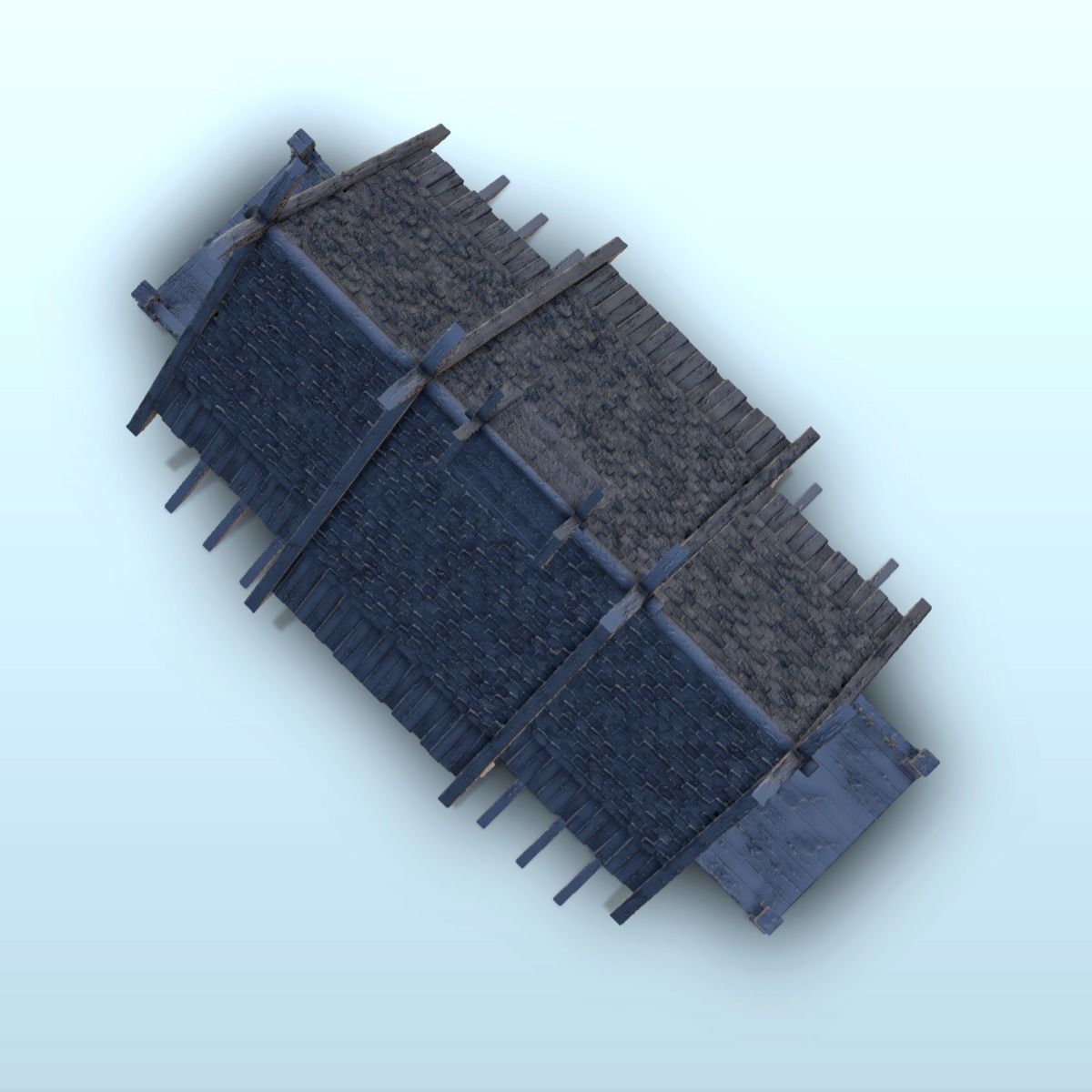 Large Viking building with double entrance and railings 5 3D print model_24