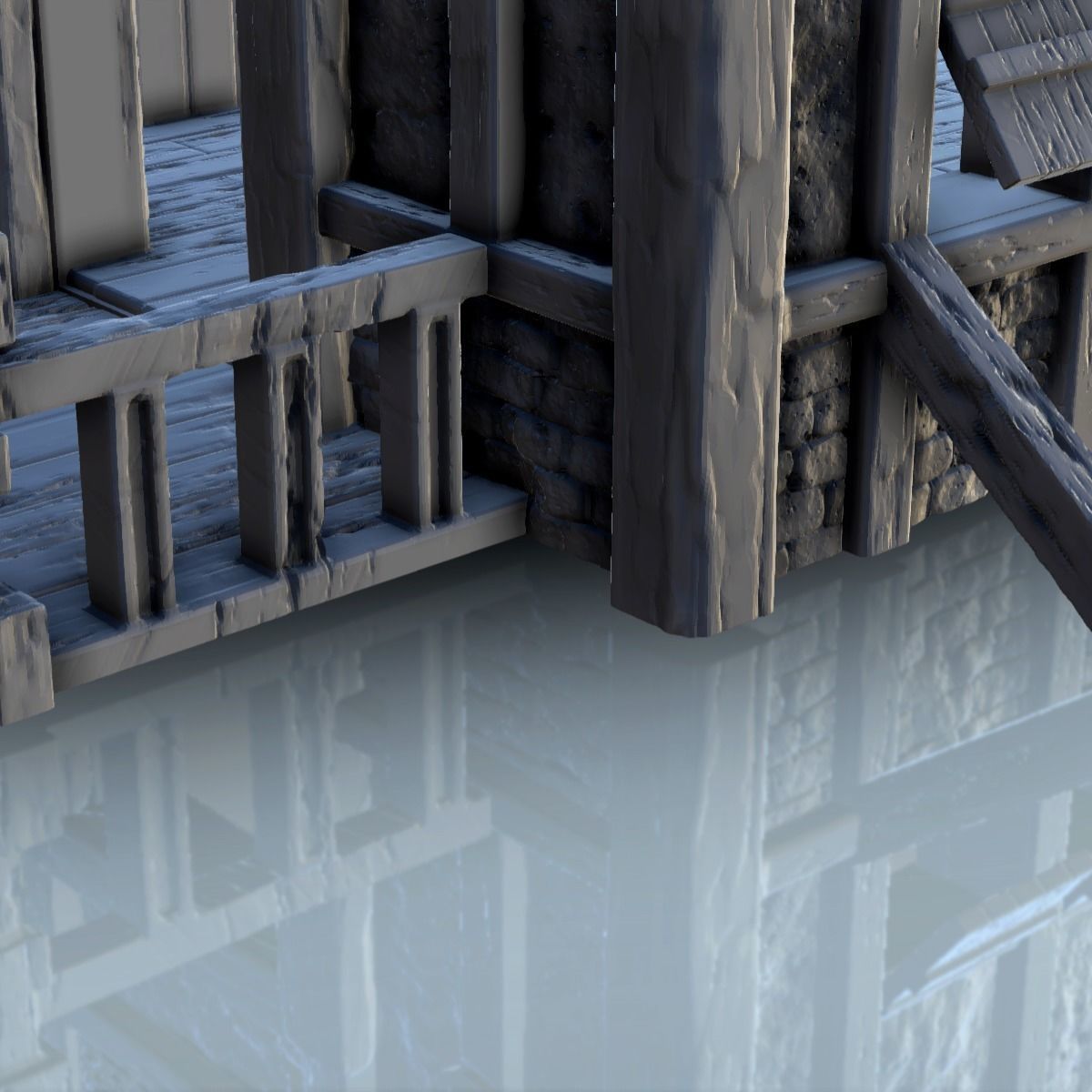 Large Viking building with double entrance and railings 5 3D print model_13