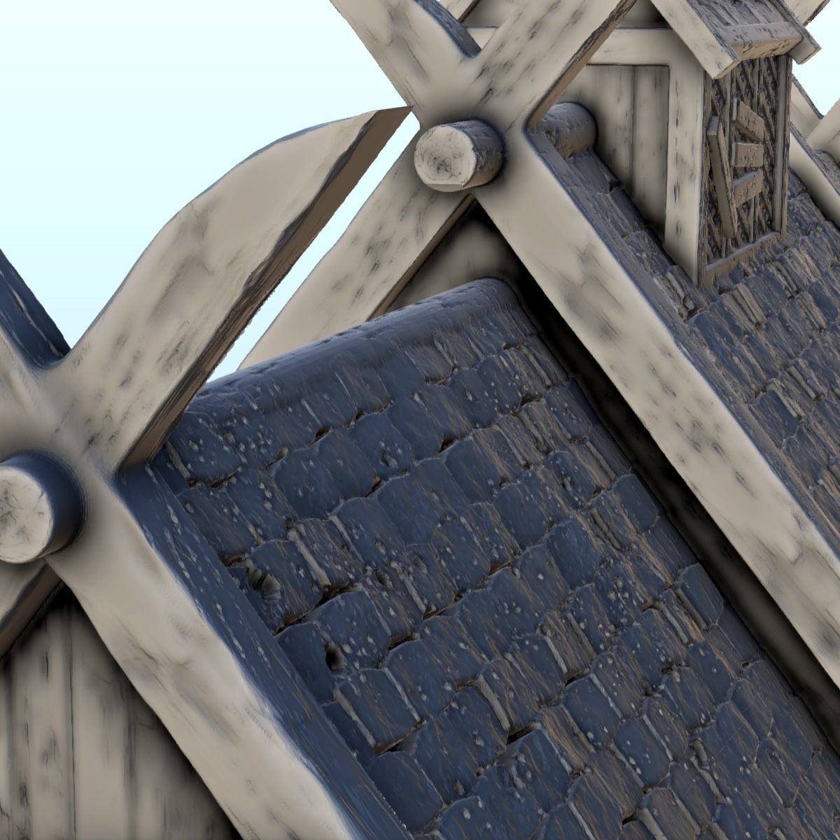 Large Viking building with double entrance and railings 5 3D print model_17