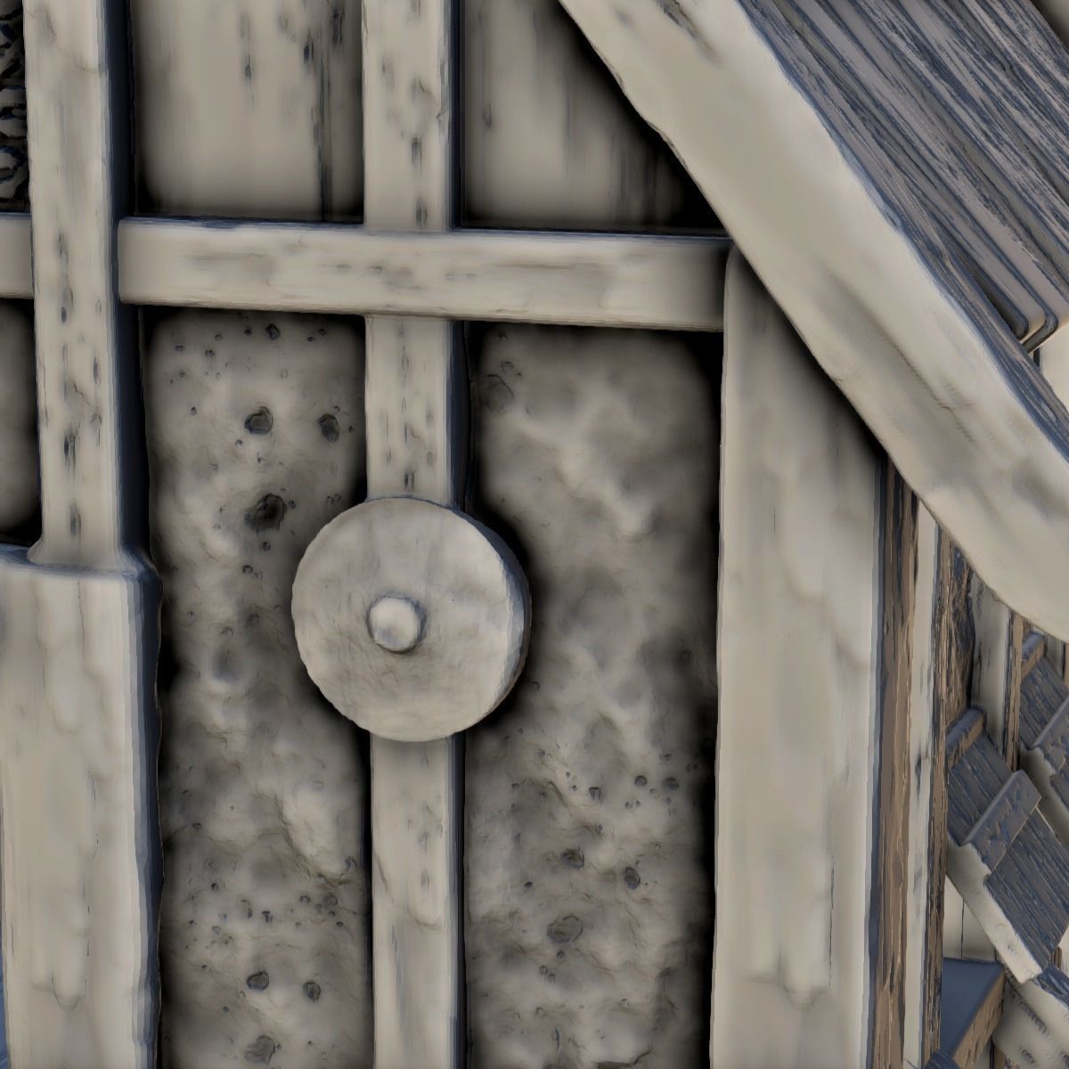 Large Viking building with double entrance and railings 5 3D print model_15