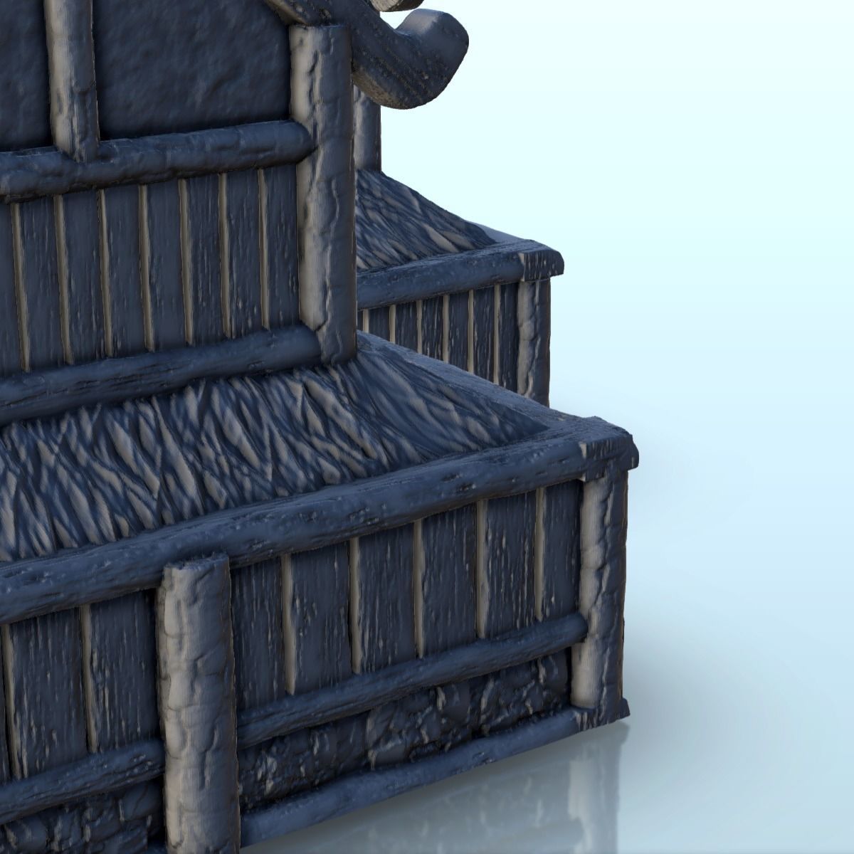 Large medieval palace with thatched roof and terraces 13 3D print model_16