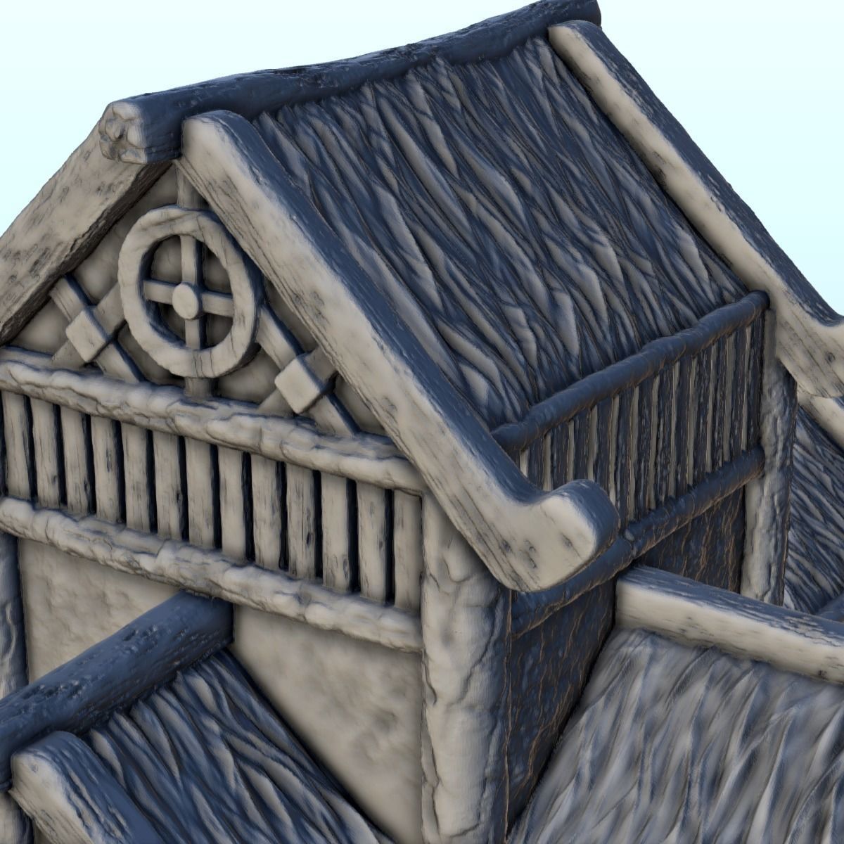 Large medieval palace with thatched roof and terraces 13 3D print model_11