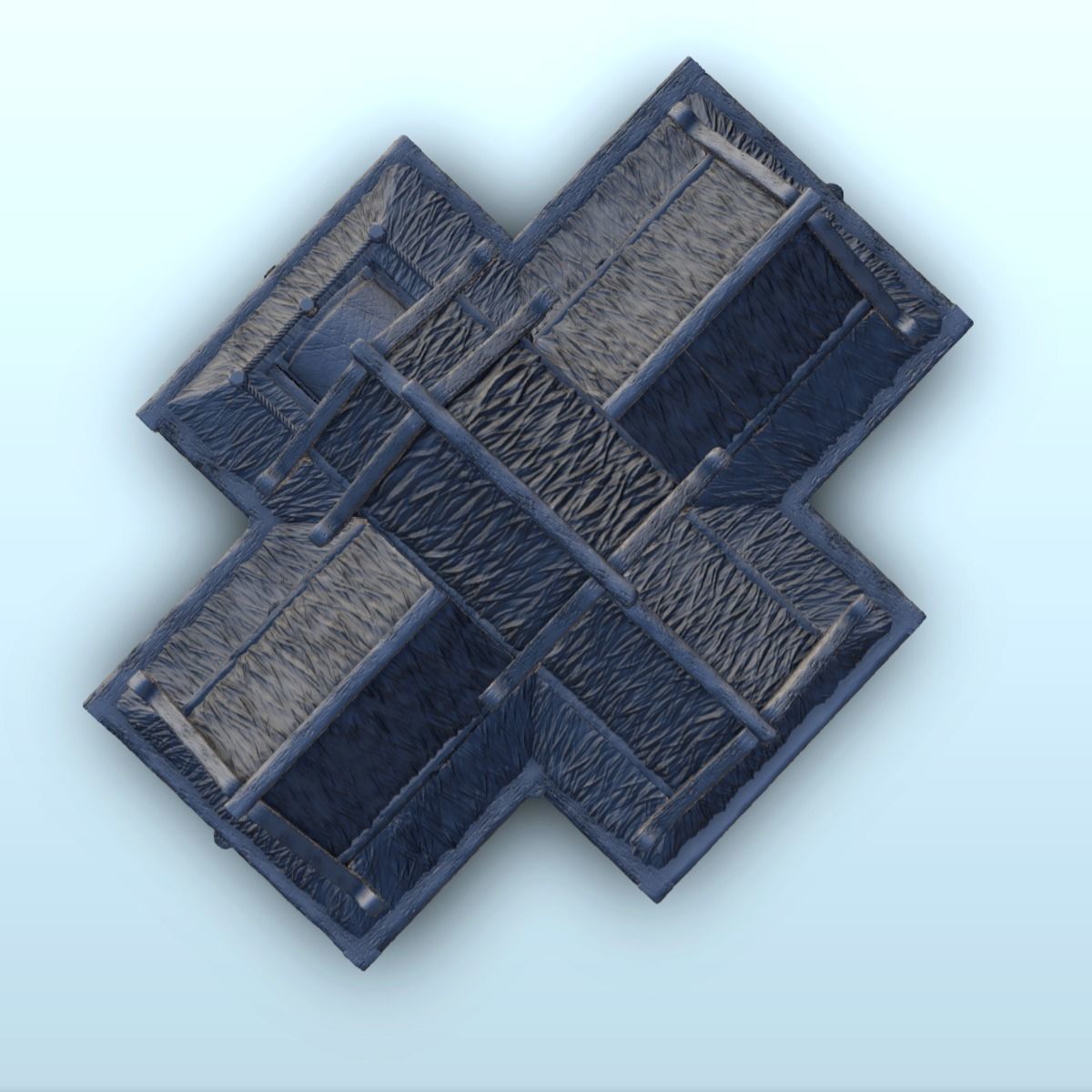 Large medieval palace with thatched roof and terraces 13 3D print model_10