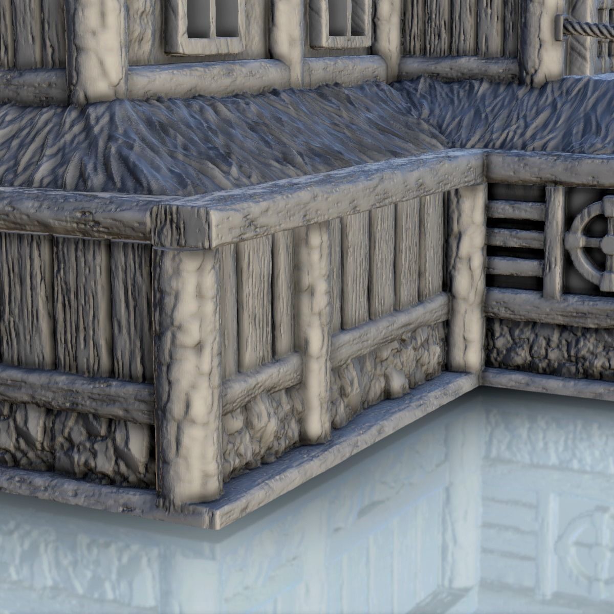 Large medieval palace with thatched roof and terraces 13 3D print model_21