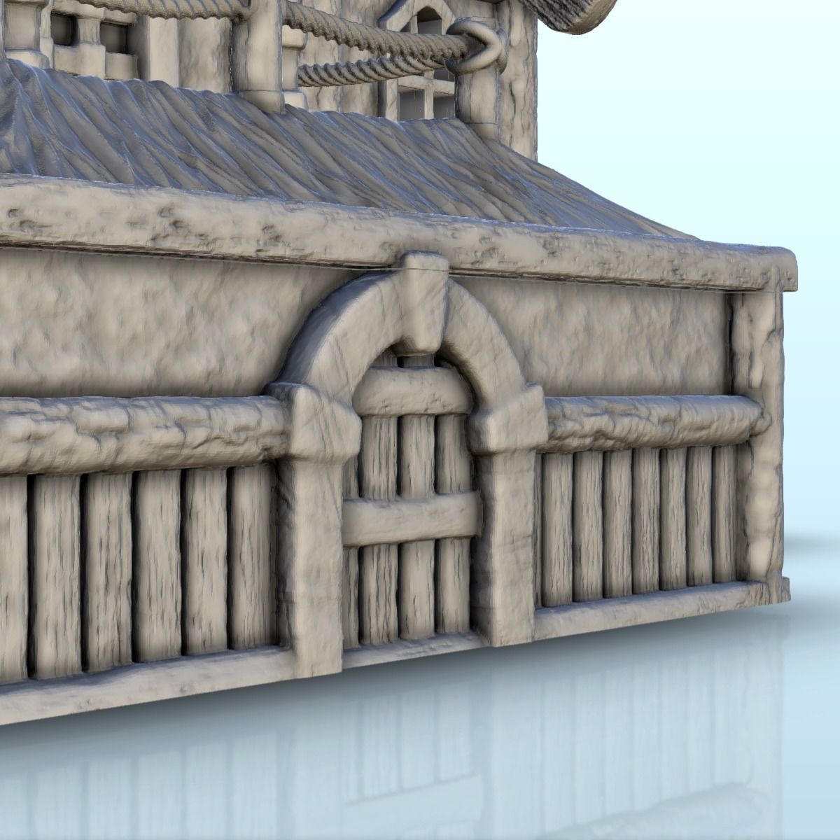 Large medieval palace with thatched roof and terraces 13 3D print model_23