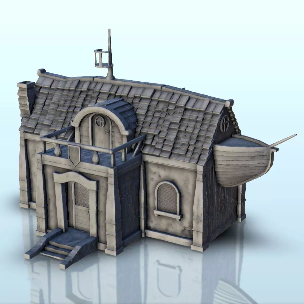 Harbour office with accessories 3 3D print model