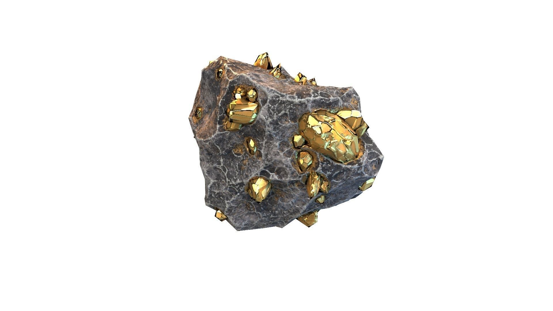 Meteor Ore Gold Low-poly 3D model_1