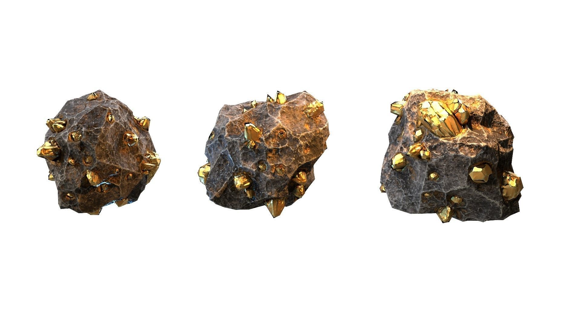 Meteor Ore Gold Low-poly 3D model_4