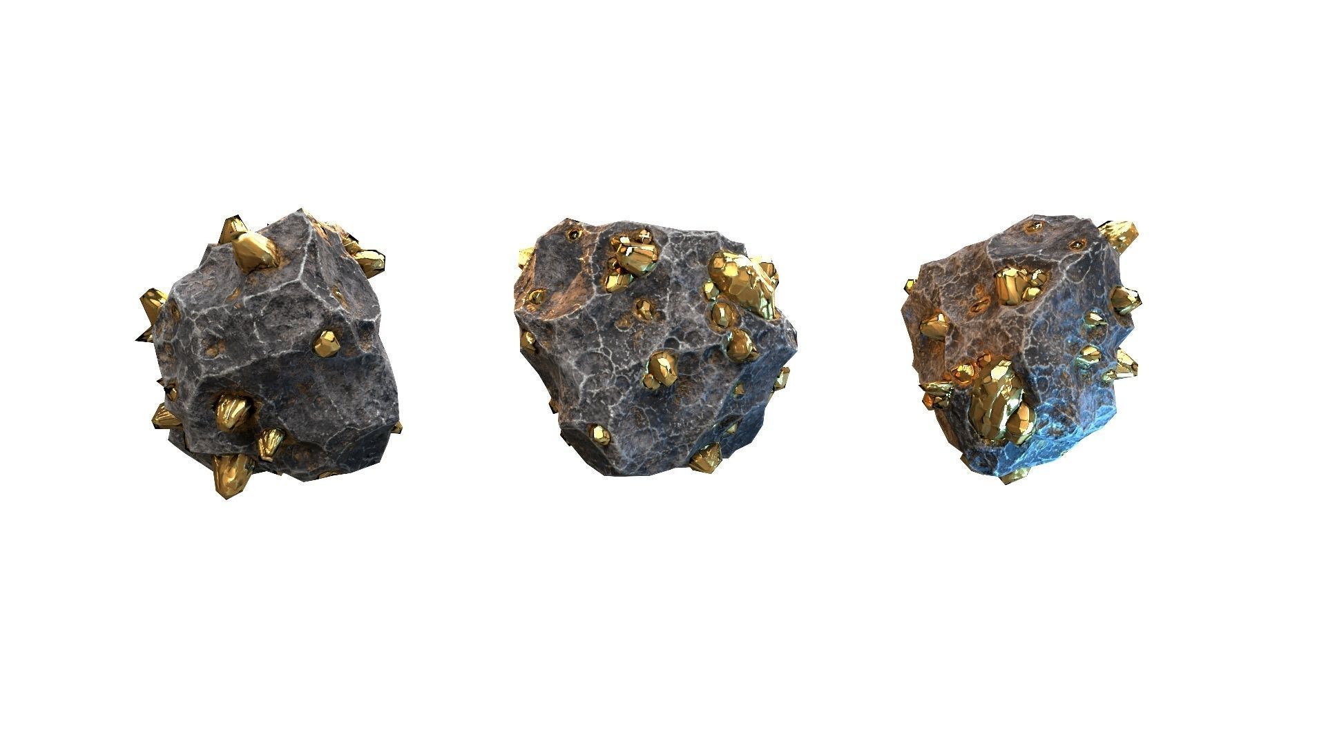 Meteor Ore Gold Low-poly 3D model_5