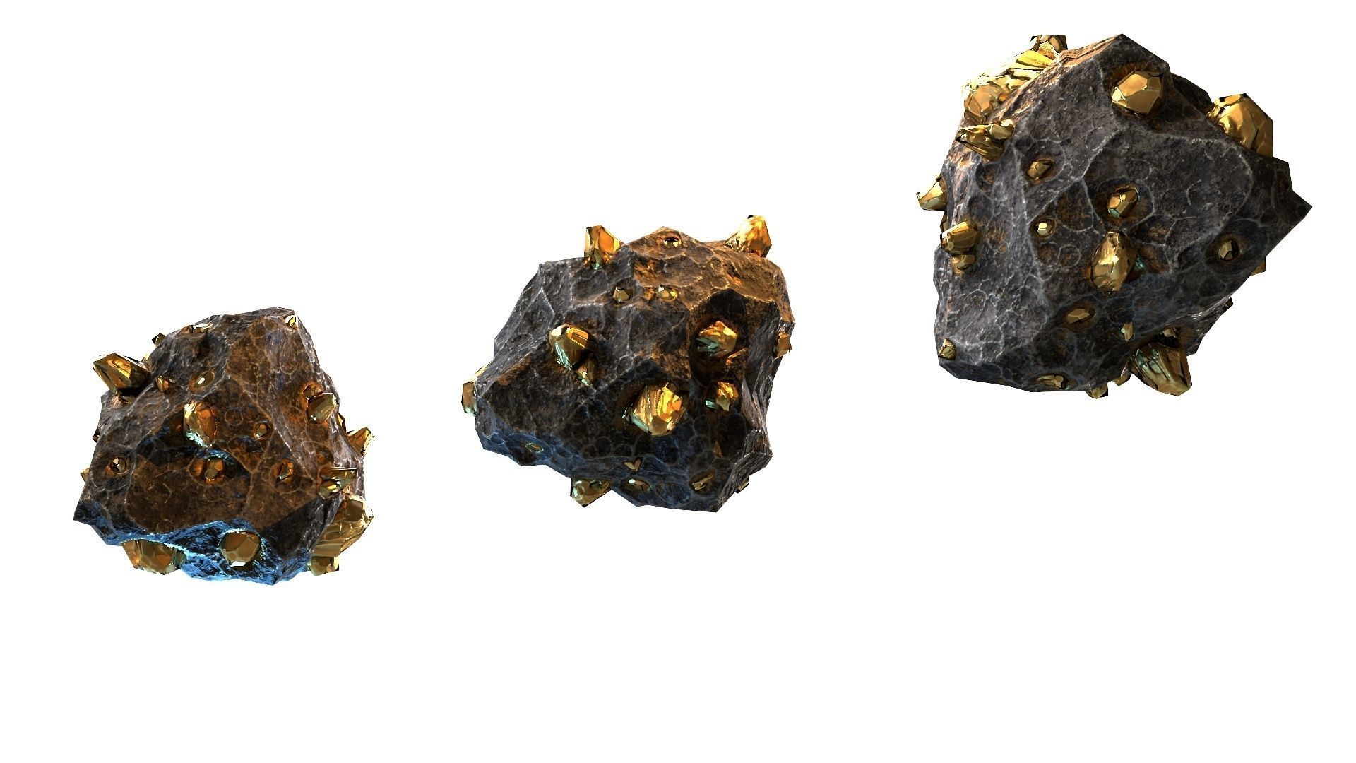 Meteor Ore Gold Low-poly 3D model_6
