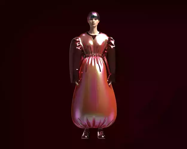 Girls Outdoor Dress-NFT In Low Poly