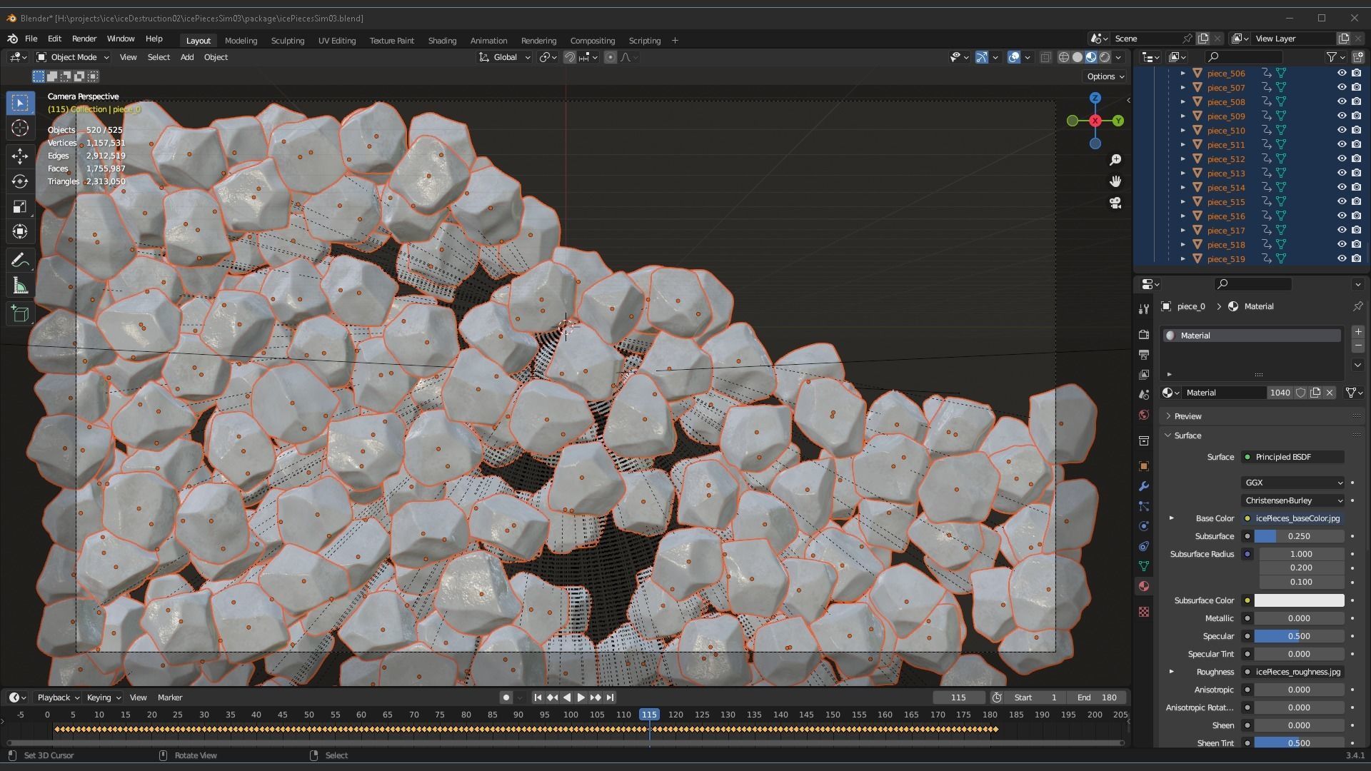 Ice cubes falling animation 3 3D model_6