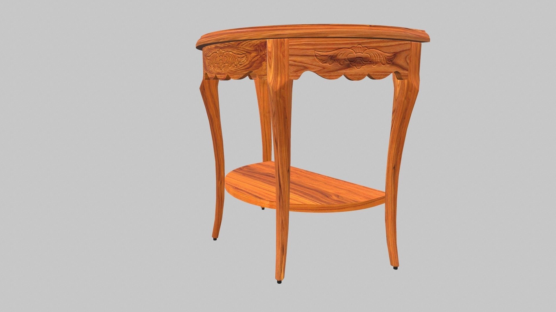Flower Carved Corner Foyer Table 3D model_8