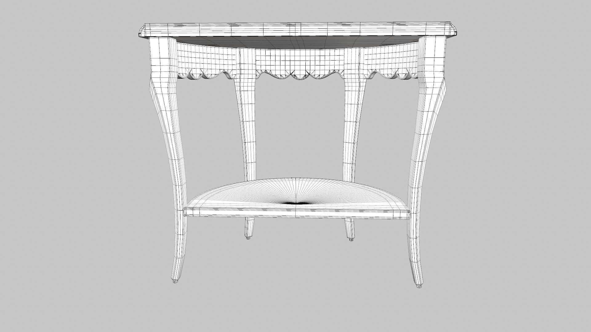 Flower Carved Corner Foyer Table 3D model_19