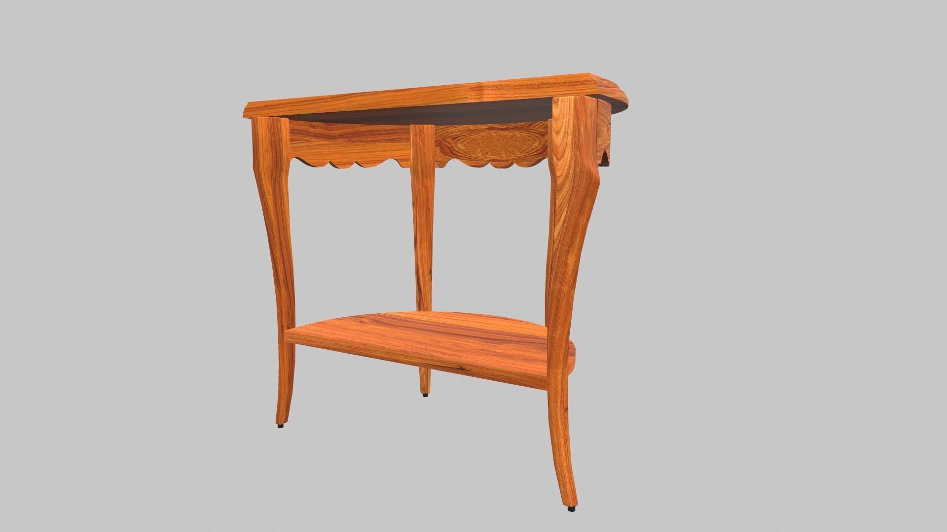 Flower Carved Corner Foyer Table 3D model_5