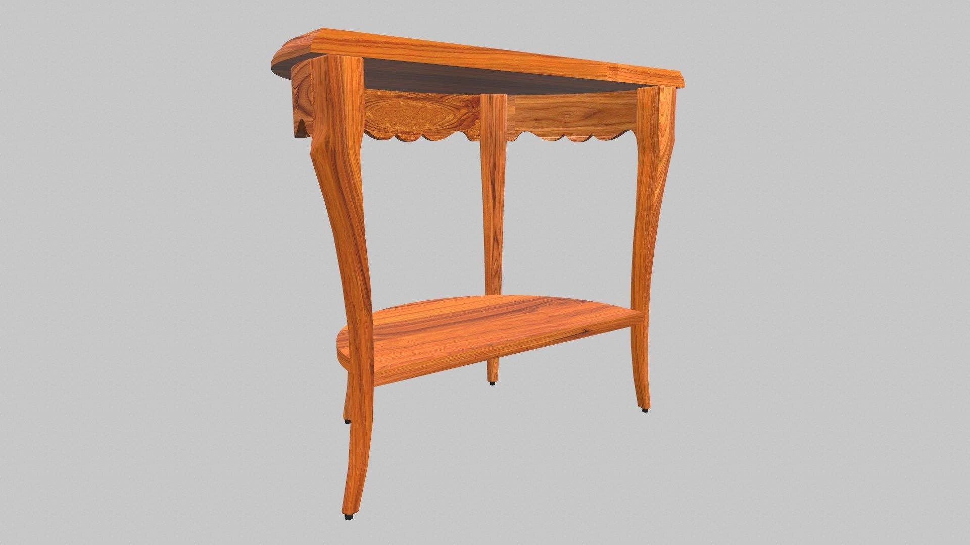 Flower Carved Corner Foyer Table 3D model_7