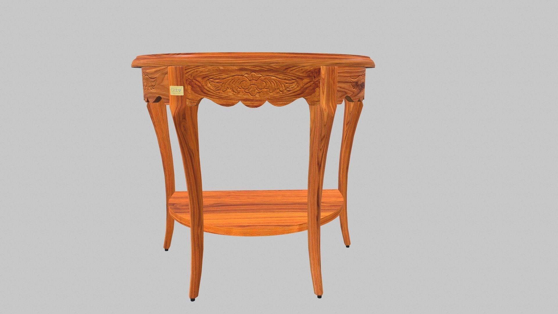 Flower Carved Corner Foyer Table 3D model_2