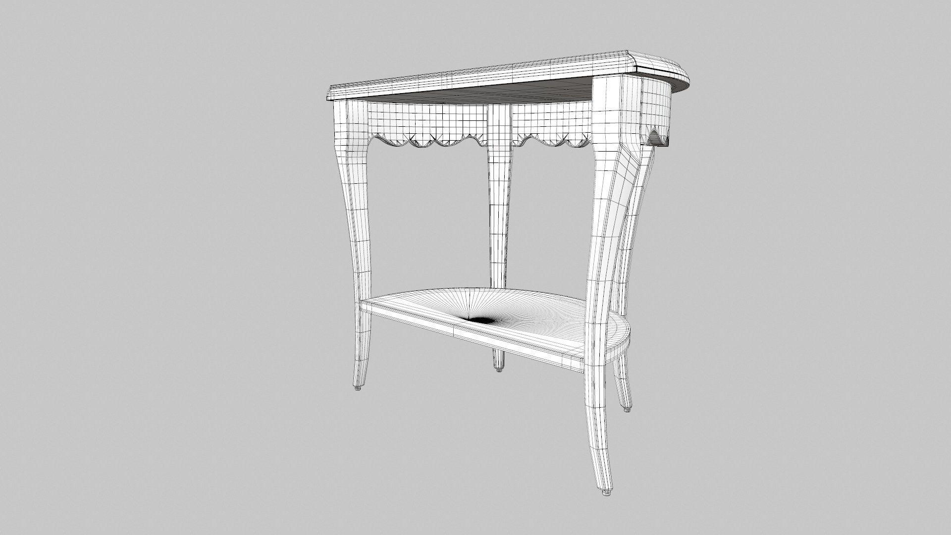 Flower Carved Corner Foyer Table 3D model_18