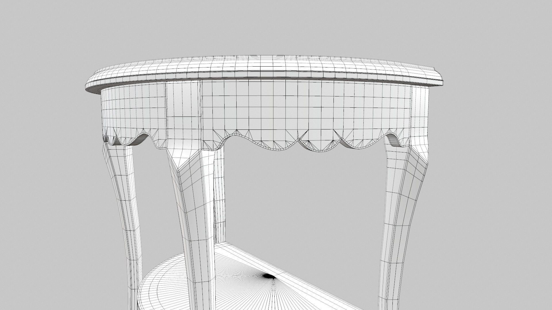 Flower Carved Corner Foyer Table 3D model_22