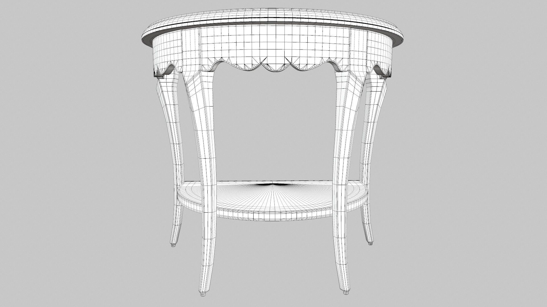 Flower Carved Corner Foyer Table 3D model_15