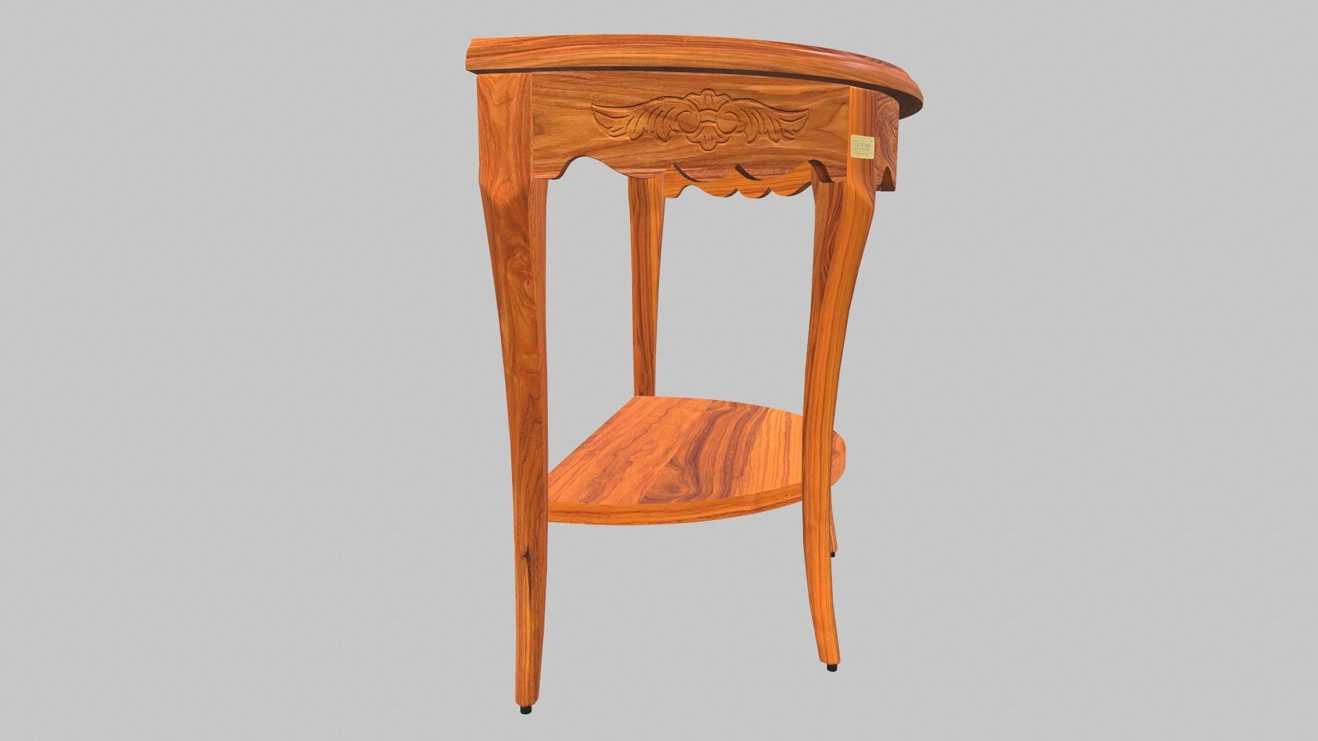 Flower Carved Corner Foyer Table 3D model_4