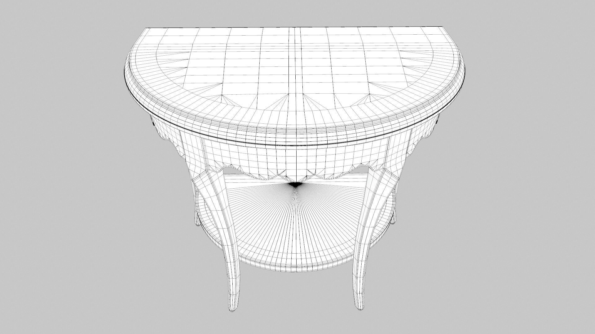 Flower Carved Corner Foyer Table 3D model_14