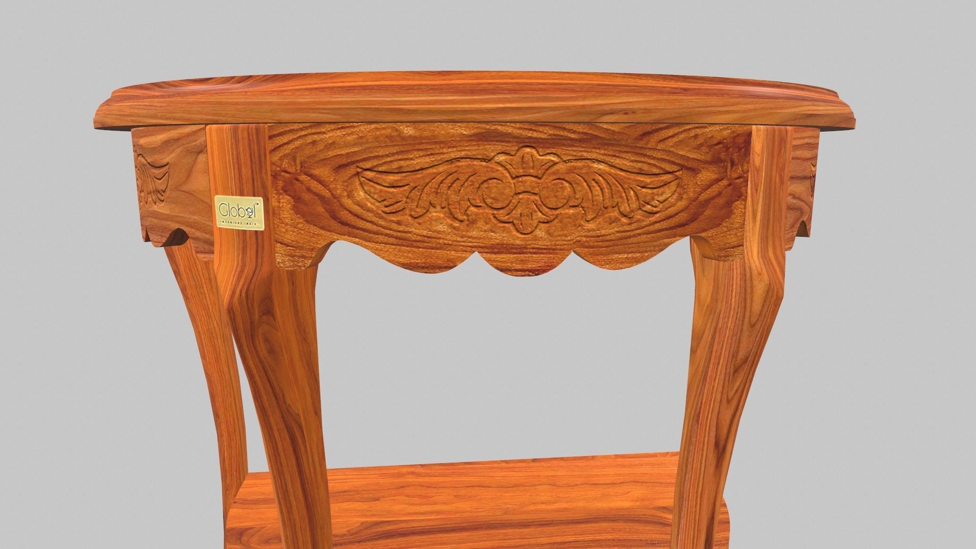 Flower Carved Corner Foyer Table 3D model_10
