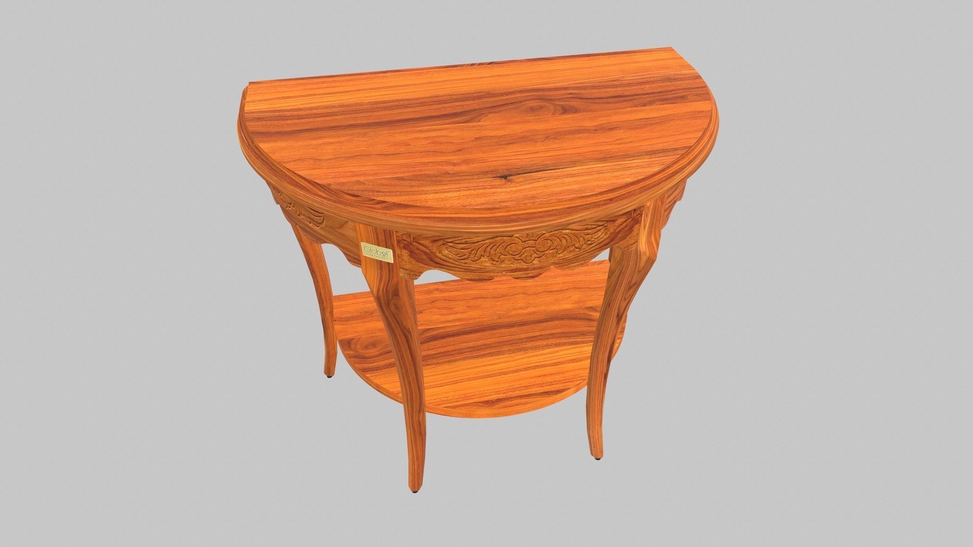 Flower Carved Corner Foyer Table 3D model_13