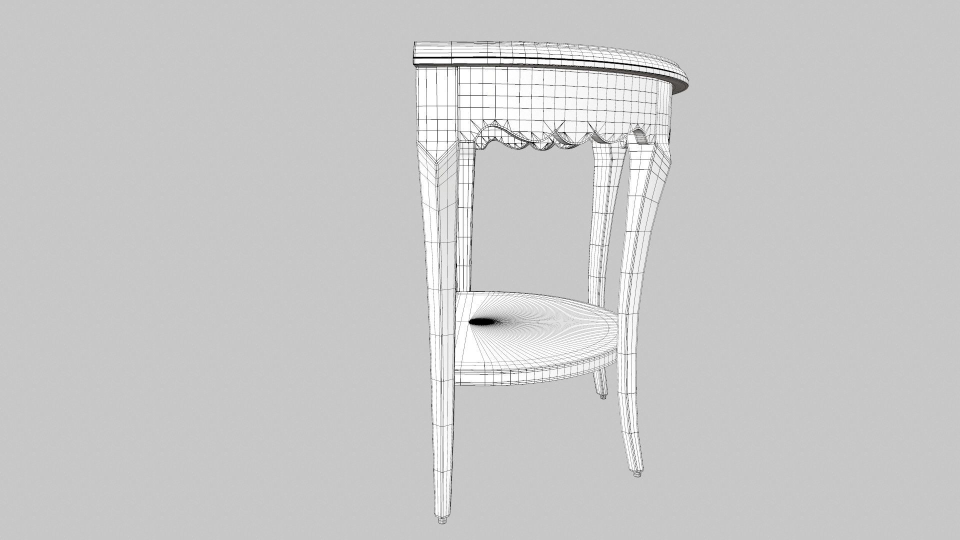 Flower Carved Corner Foyer Table 3D model_17