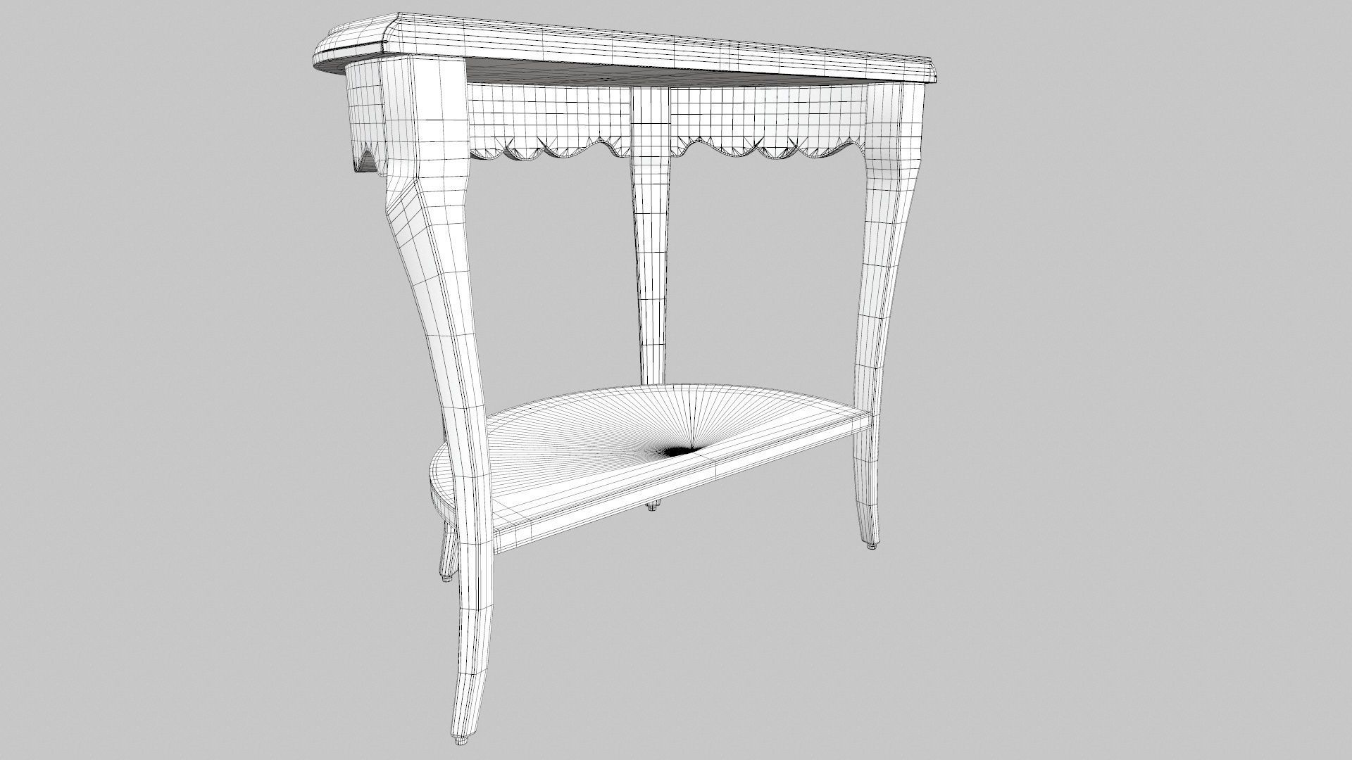 Flower Carved Corner Foyer Table 3D model_20