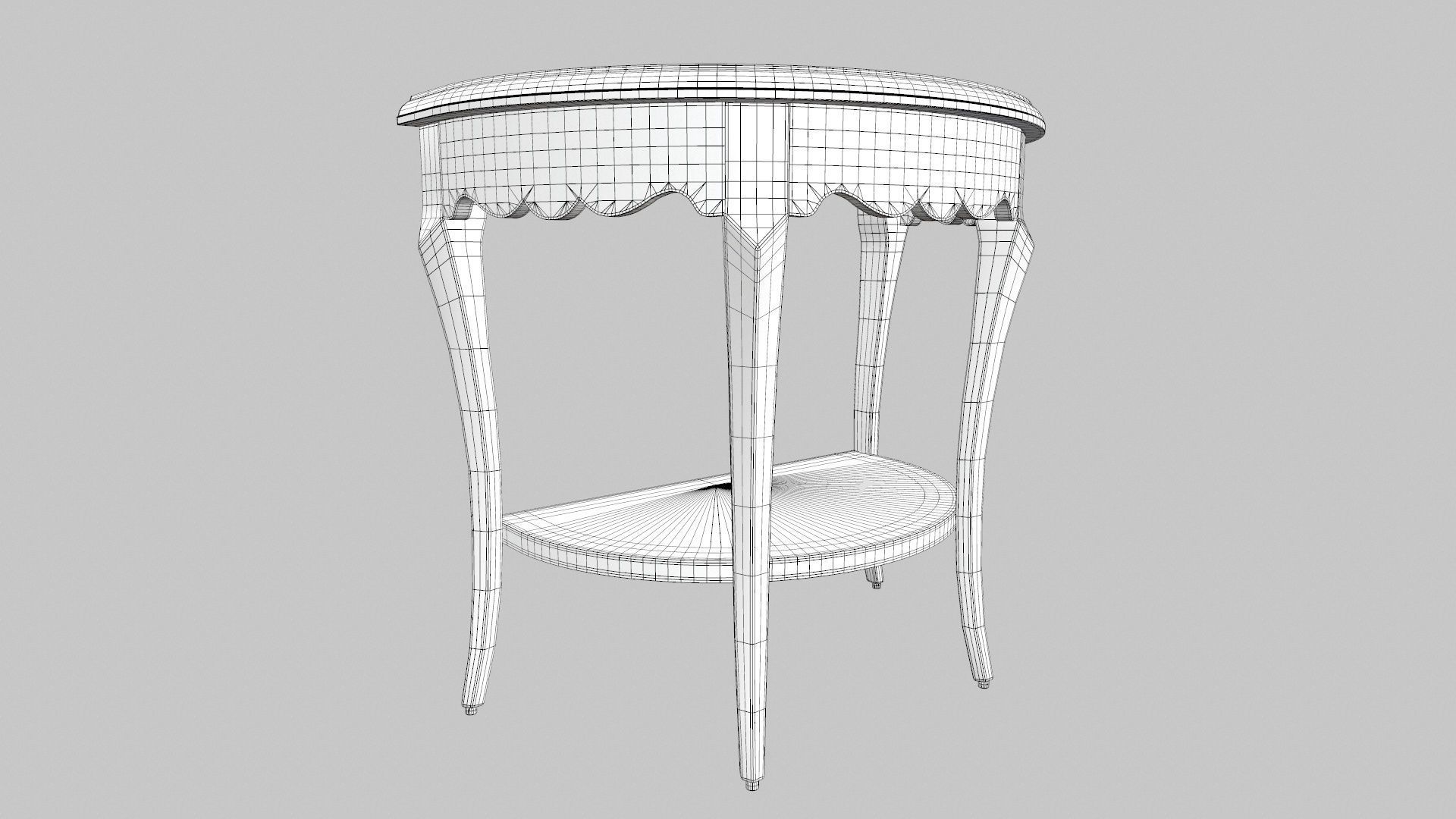 Flower Carved Corner Foyer Table 3D model_16