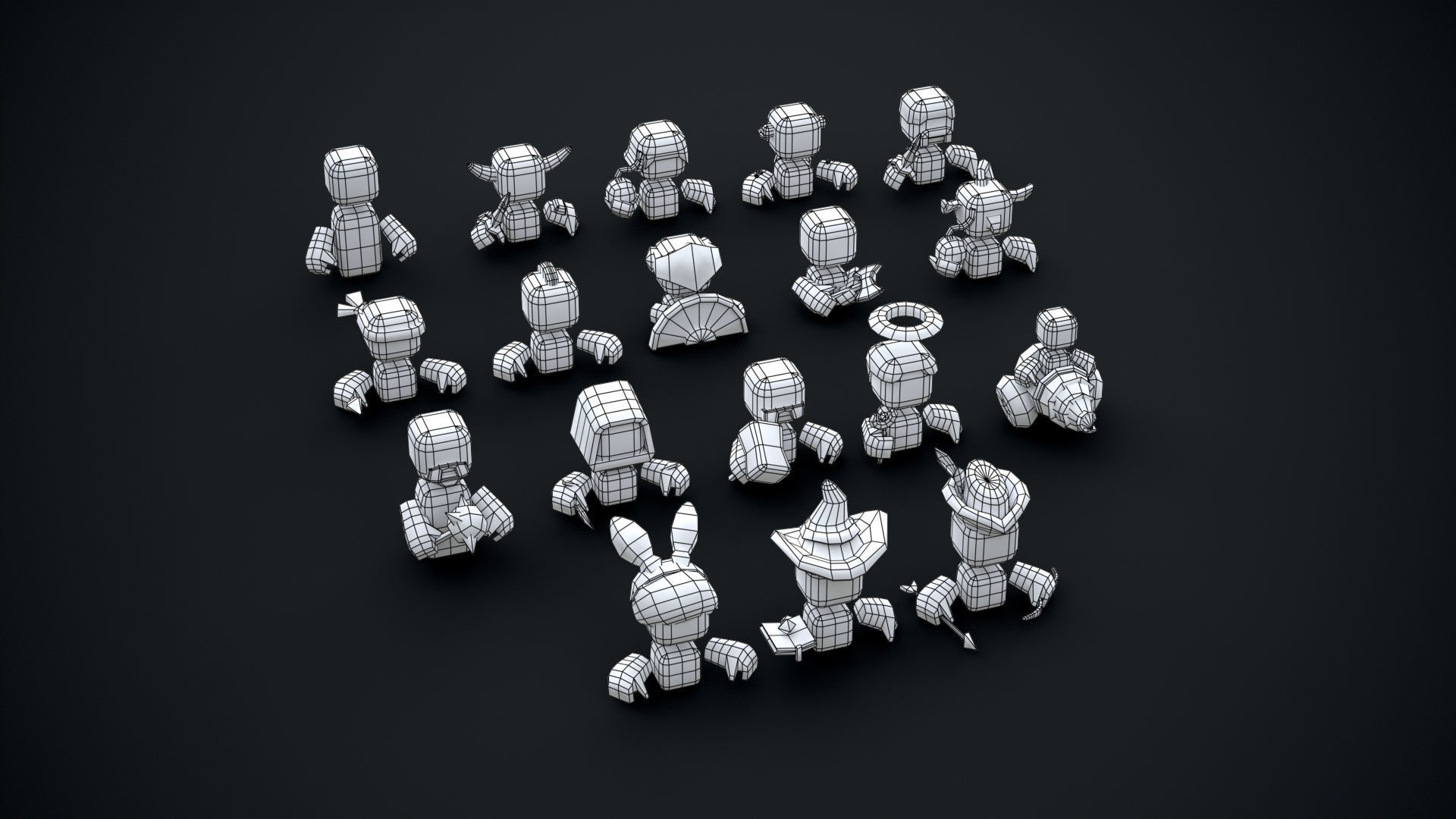 Toony Character Pack Game-Ready Low-poly 3D model_4