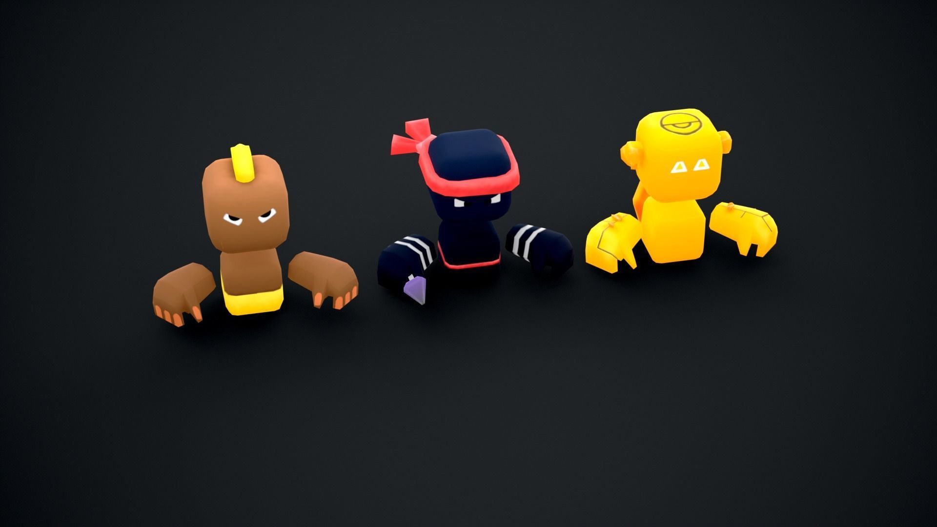 Toony Character Pack Game-Ready Low-poly 3D model_12