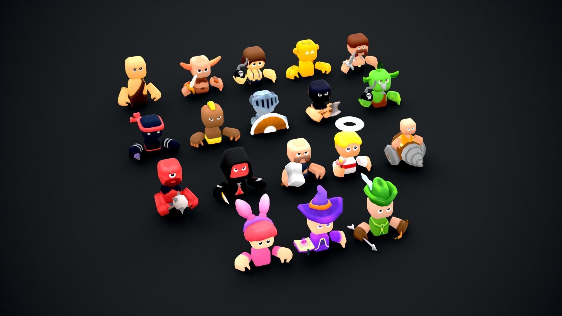 Toony Character Pack Game-Ready Low-poly 3D model_3