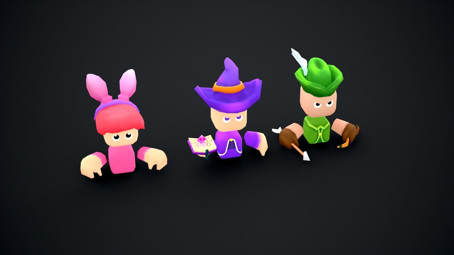 Toony Character Pack Game-Ready Low-poly 3D model_7