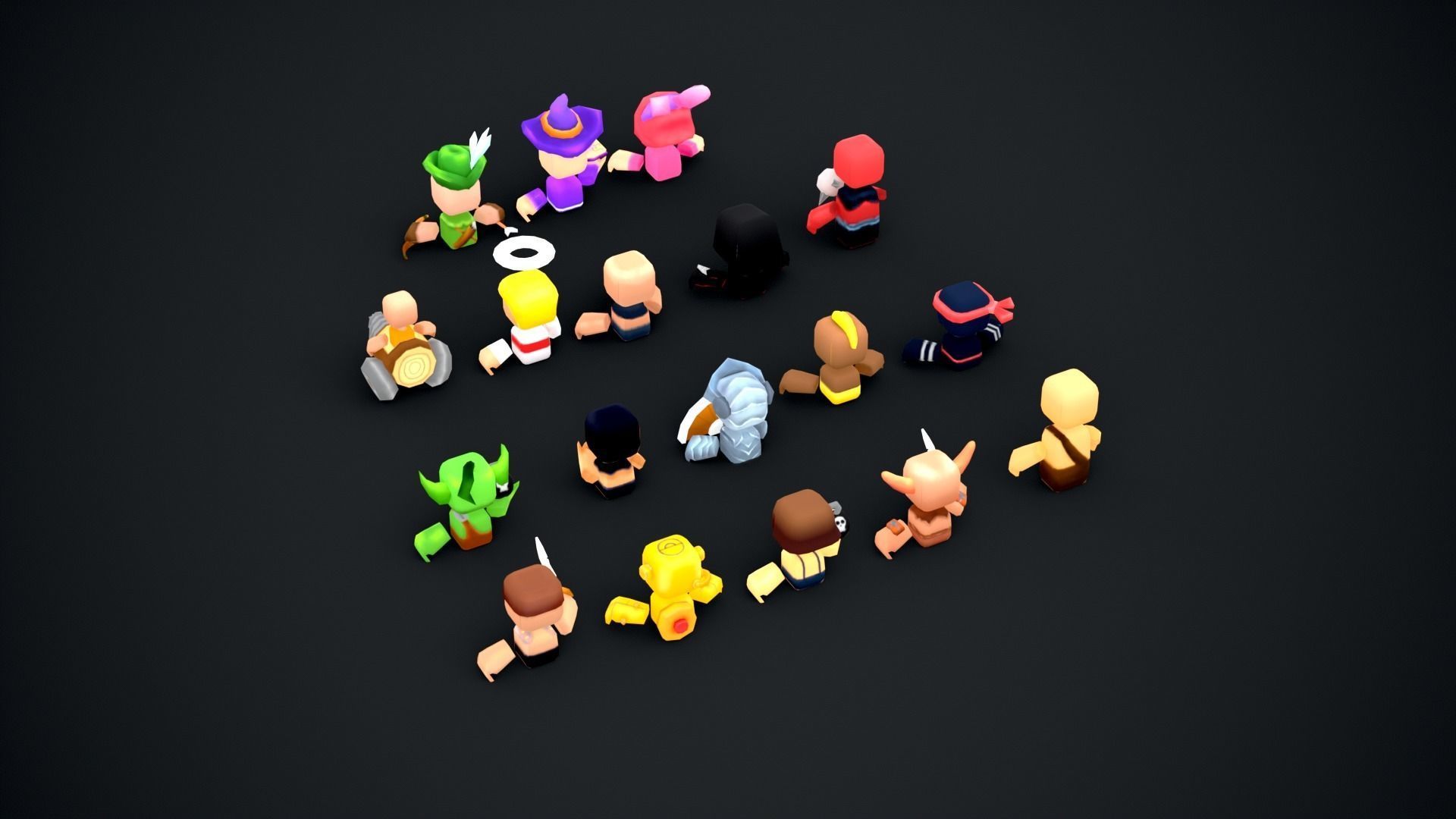 Toony Character Pack Game-Ready Low-poly 3D model_13