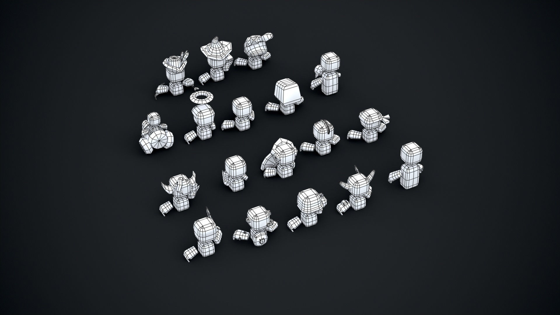 Toony Character Pack Game-Ready Low-poly 3D model_14