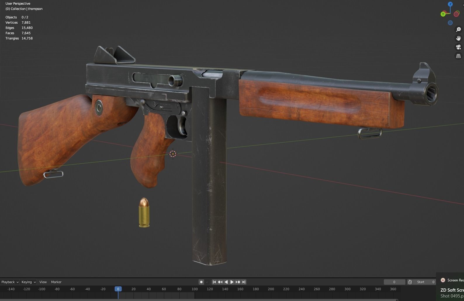 Thompson M1A1 3D model_2