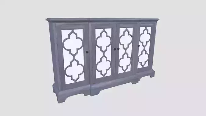 Four 4  door Accent Cabinet Grey