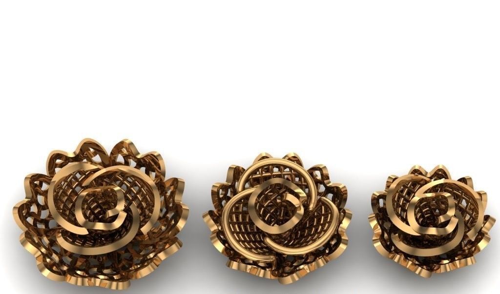 Jewelry three gold plated rings 3D print model_36